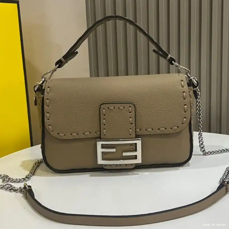 Cheap HOT Cuoio Baguette Bag Romano Selleria Fendi Khaki Mini In Leather 0514